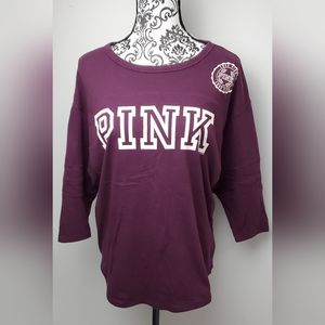 Victoria's Secret Pink Scoop Neck Shirt Tee Top Maroon XS